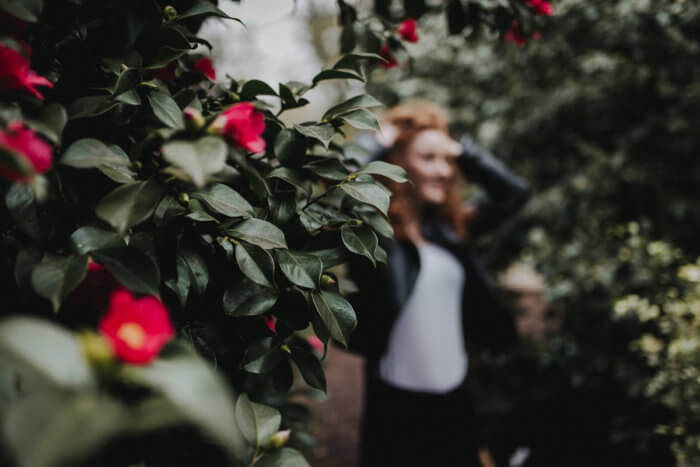 Erste Blüten bei einem entspannten Porträtshooting im März im Botanischen Garten